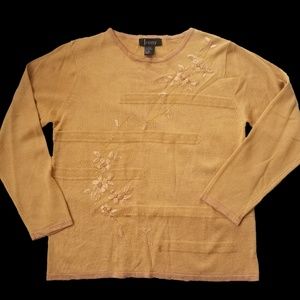 Jenny Muted Mustard Embroidered Floral Sweater